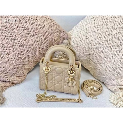 TORBA MINI LADY DIOR Skóra jagnięca Cannage M0505OC Beżowa