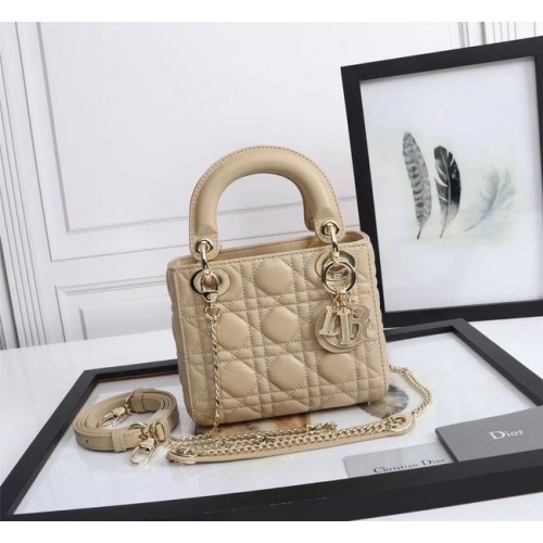 MINI TOREBKA LADY DIOR Skóra jagnięca M0566OE Beż