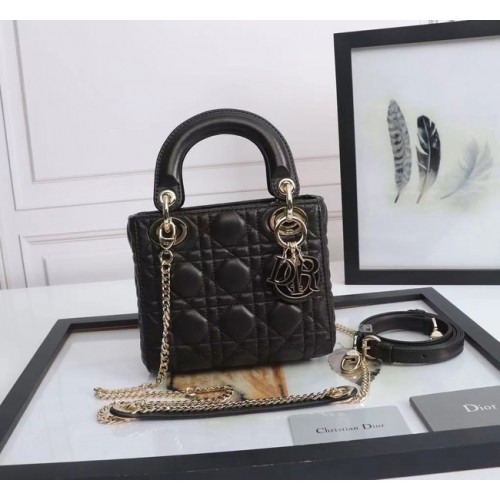 MINI TOREBKA LADY DIOR Lambskin M0566OE czarno-złota