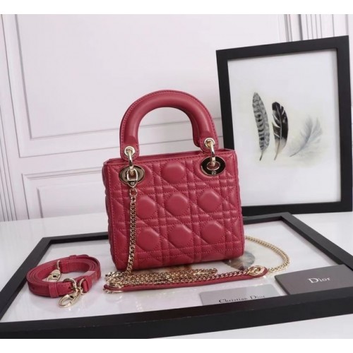 MINI TOREBKA LADY DIOR Lambskin M0566OE czerwona