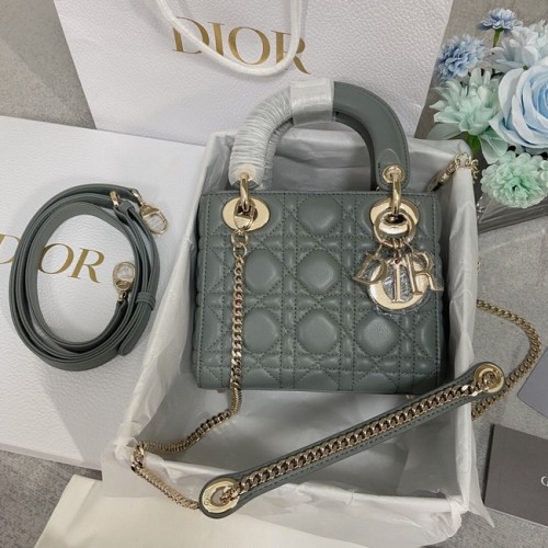 MINI TOREBKA LADY DIOR Skóra jagnięca M0566OW szaro-złota