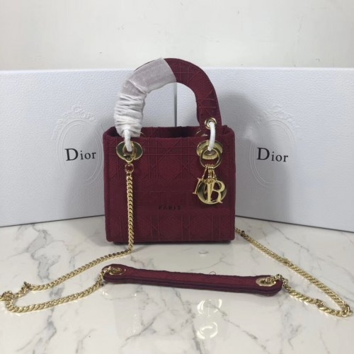 MINI TOREBKA LADY DIOR Z HAFTU PŁÓTNA C4531 Bordeaux