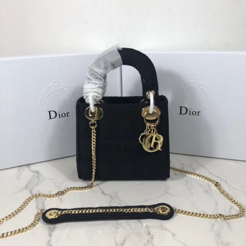 MINI TOREBKA LADY DIOR Z HAFTU PŁÓTNA C4531 czarna