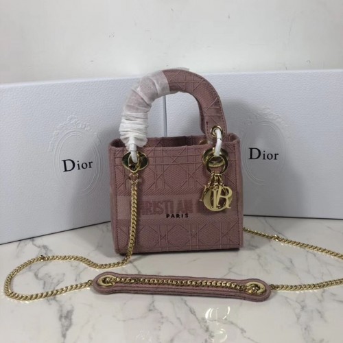 MINI TOREBKA LADY DIOR Z HAFTU PŁÓTNA C4531 różowa