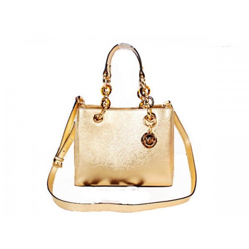 Torba podróżna Michael Kors Mini Jet Set ze skóry gruszkowej N8861 Gold