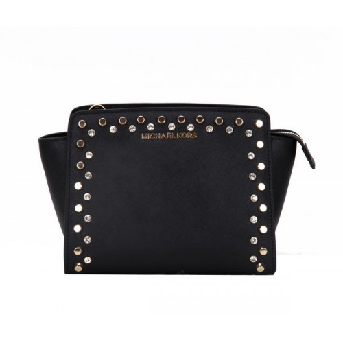 Michael Kors Mini Selma Messenger Bag Original Leather MK1879 Black