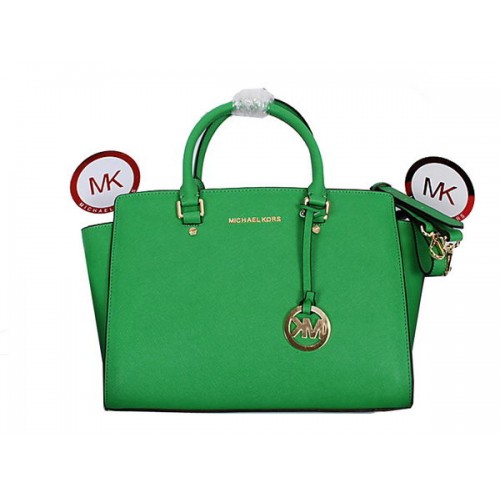 Michael Kors Selma Top-Zip Satchel Bag 8700 Green