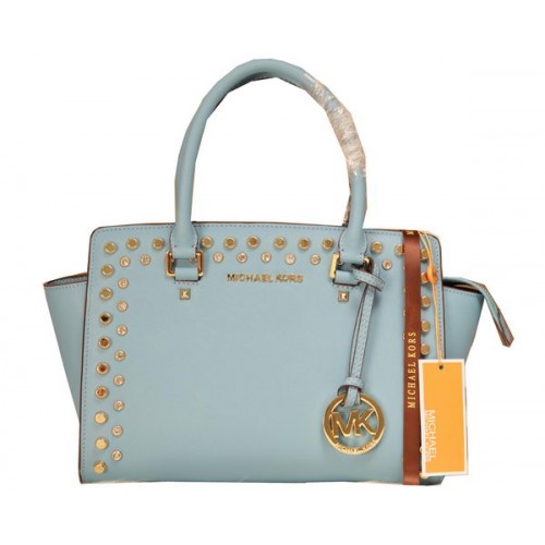 Michael Kors Selma Top-Zip Satchel Bag MK1887 Light Blue