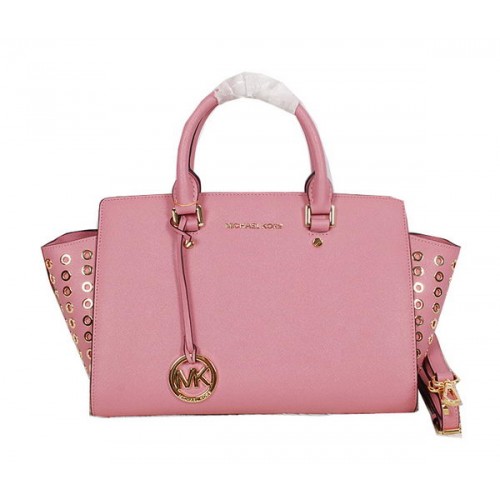 Michael Kors Selma Top-Zip Satchel Bag Original Leather MK8027 Pink