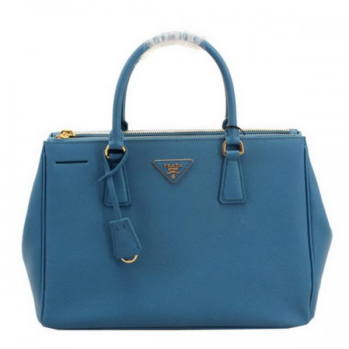 Prada BN2274 Torba typu tote ze skóry saffiano 33 cm, kolor SkyBlue