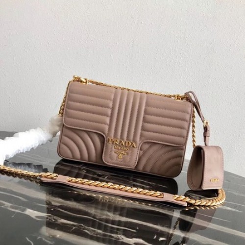 Prada Diagramme średnia skórzana torba 1BD108 Ciemny róż