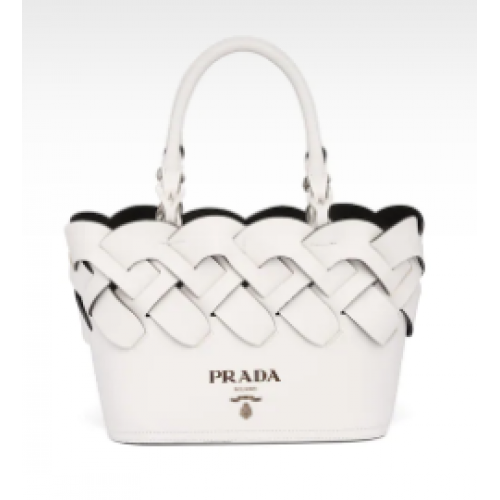 Prada Leather Tress Tote 1BG318 biała