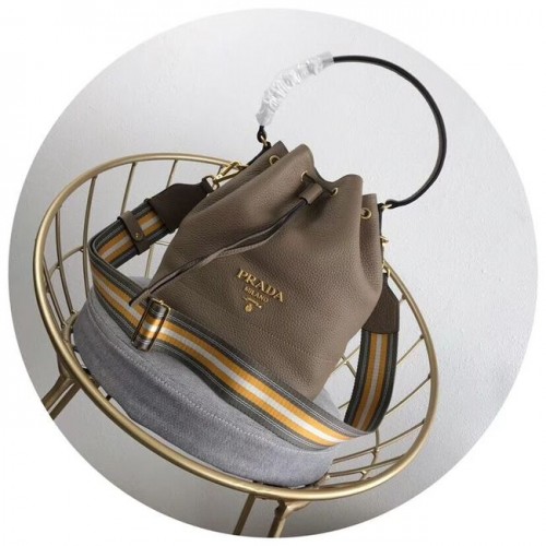 Torebka Prada Leather Bucket Bag 1BE018 Apricot