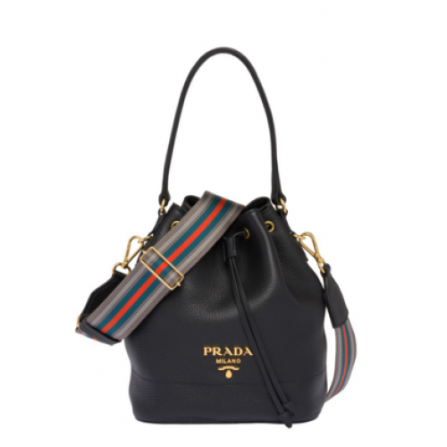 Torebka Prada Leather Bucket Bag 1BE018 czarna