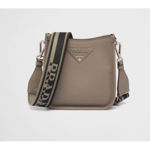 Mini torebka na ramię Prada Leather 1BH191 szara