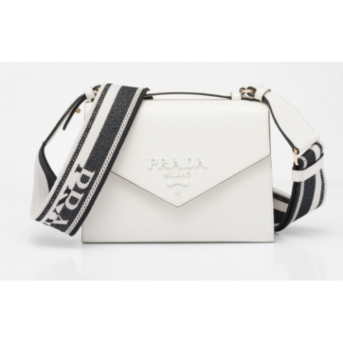 Prada Monochrome Saffiano i skórzana torba 1BD317 biała