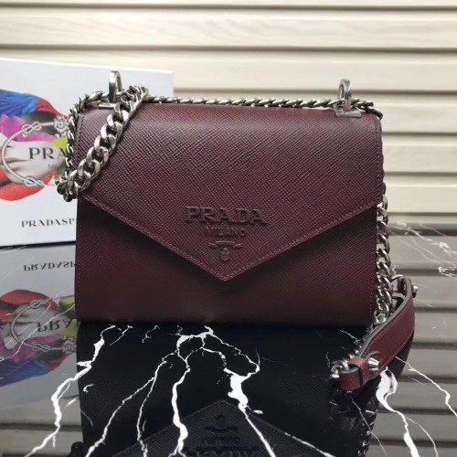 Torebka Prada Monochrome Saffiano ze skóry 1BD127 w kolorze fuksji