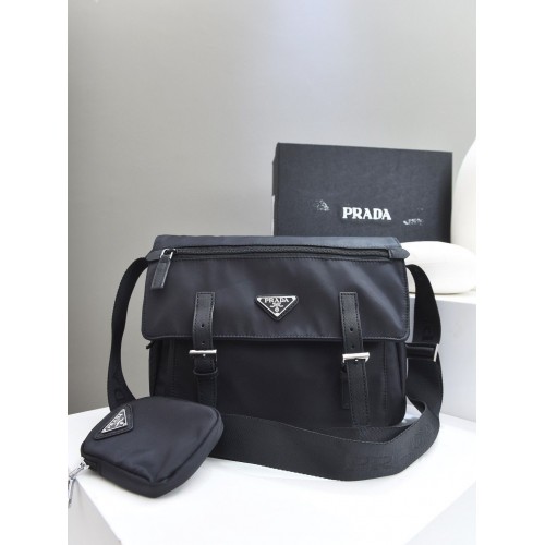 Torba listonoszka Prada Nylon Flap na ramię PN1259 Czarna