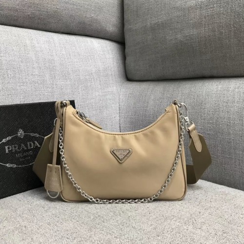 Torba na ramię Prada Nylon 91277 morelowa