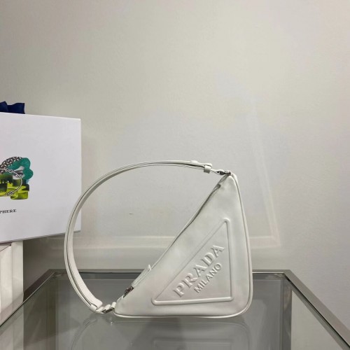 Torebka Prada ze skóry nappa, wyściełana, 1BE003, biała