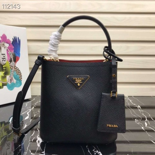 Prada Panier mała oryginalna torebka Saffiano 1BA217 czarna