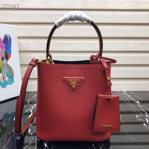 Prada Panier mała oryginalna torebka Saffiano 1BA217 czerwona