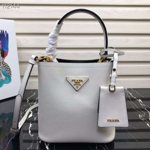 Prada Panier mała oryginalna torebka Saffiano 1BA217 biała