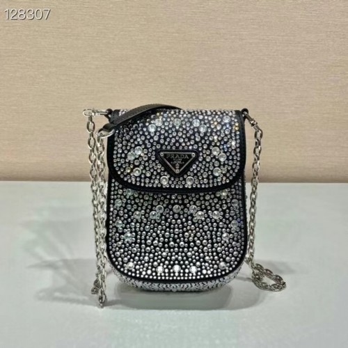 Prada Prada kryształowa mini torebka 1BH185 czarna