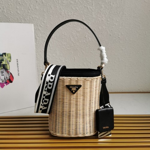 Torba typu tote Prada Rafia 1BE062 czarna