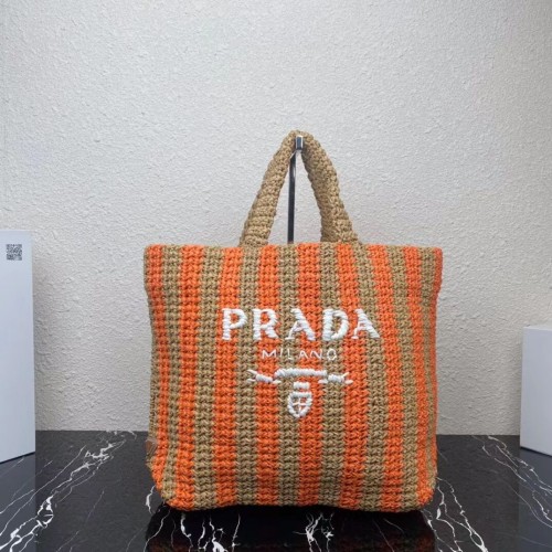 Torba Prada Rafia 1NE229 pomarańczowa