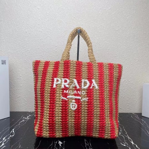 Torba Prada Rafia 1NE229 czerwona