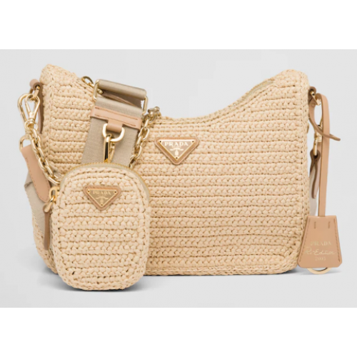 Prada Re-Edition 2005 rafia bag 1BH204 tan