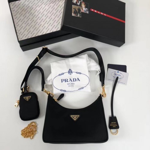 Torba na ramię Prada Re-Edition nylonowa 1BH204 czarna