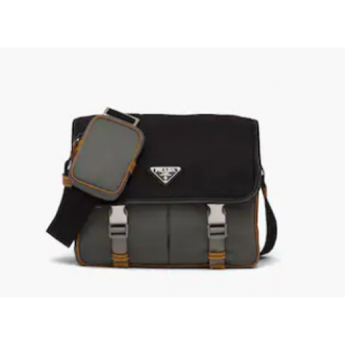 Torebka na ramię Prada Re-Nylon i skóra Saffiano 2VD769 czarno-szara