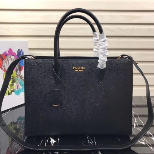 Duża torba Prada Saffiano Leather Tote 1BA153 czarna
