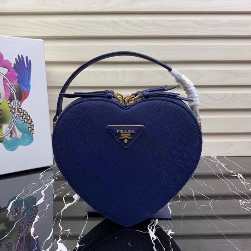 Torebka Prada Saffiano Original Leather Tote Heart Bag 1BH144 Blue