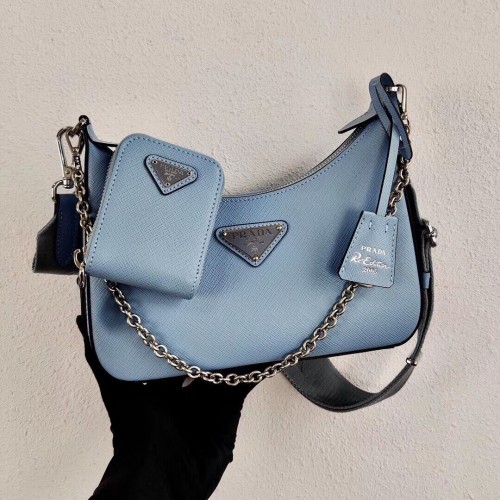 Mini torebka na ramię Prada Saffiano Leather 2BH204 Sky Blue