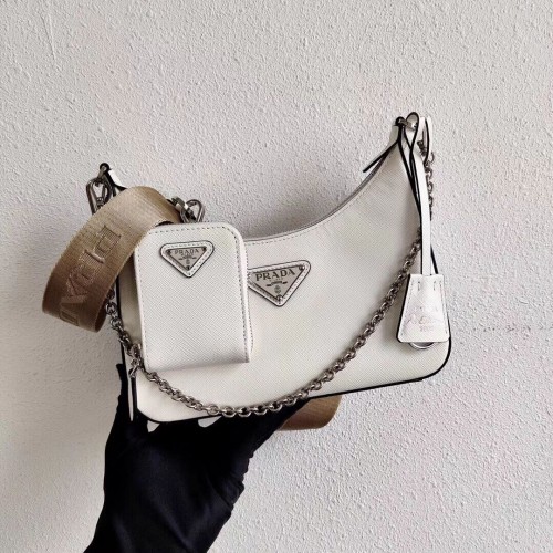 Mini torebka na ramię Prada Saffiano Leather 2BH204 White