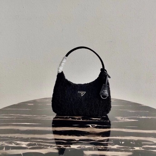 Mini torebka Prada Shearling 1NE515 czarna