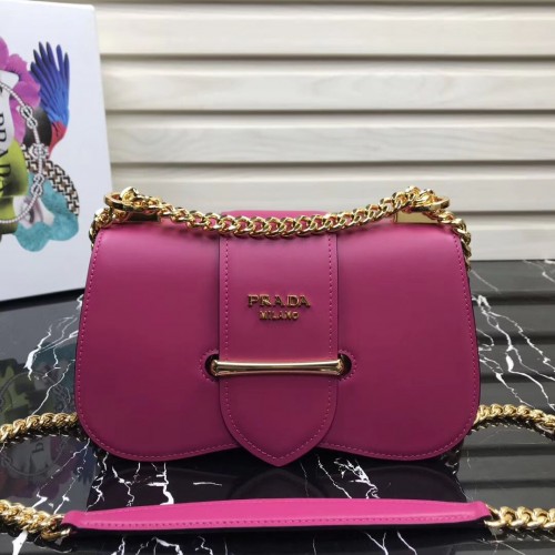 Torba na ramię Prada Sidonie ze skóry 1BD184 Rose