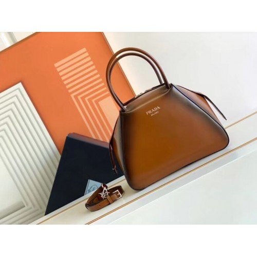 Torba skórzana Prada 1BD663A karmelowa