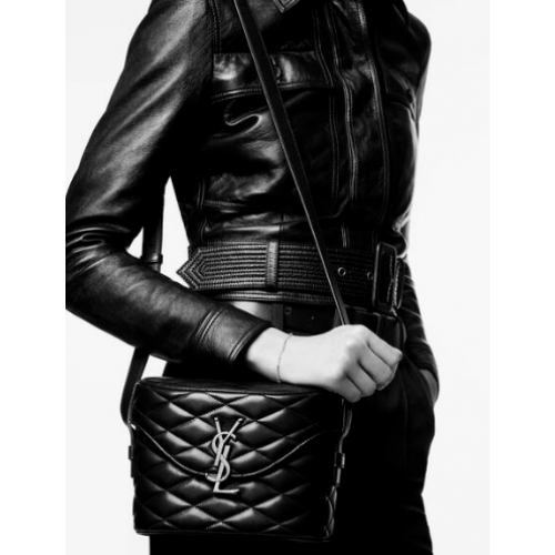 TOREBKA SAINT LAUREN JUNE BOX Z PIKOWANEJ SKÓRY JAGNIĘCEJ 7100801 NOIR