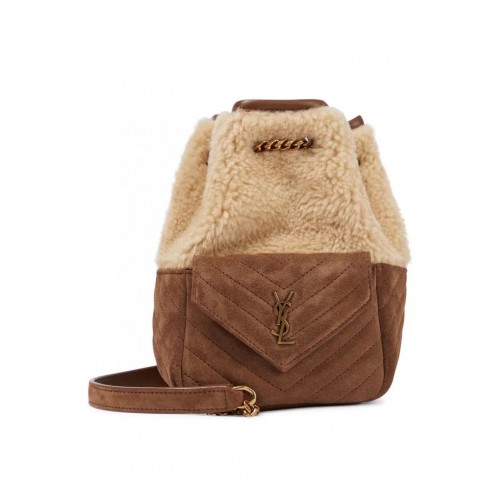 TORBA SAINT LAUREN LE MAILLON Z Zamszu Y665512 Khaki