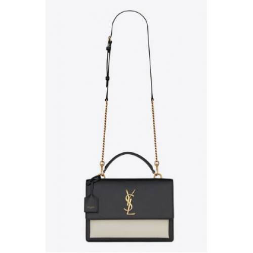 SAINT LAUREN SUNSET ŚREDNI GÓRNY UCHWYT Z GŁADKIEJ SKÓRY 634723 CZARNY