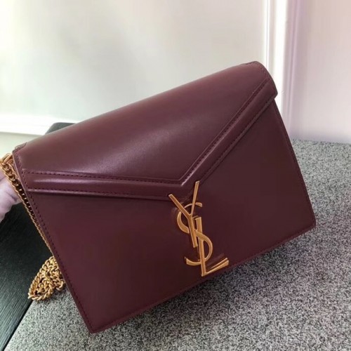 SAINT LAURENT Torba na ramię Cassandra 96156 Burgundowa