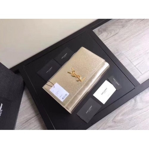 SAINT LAURENT Cassandre skórzane sprzęgło 57312 złote