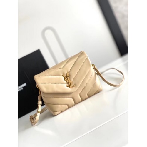 SAINT LAURENT LOULOU SMALL Z MATELASSE I SKÓRY 467072 KOŚĆ SŁONIOWA NATURALNA I BRĄZOWE OKUCIA METALOWE