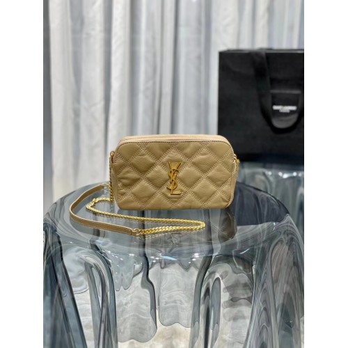 PORTFEL ŁAŃCUCHOWY Z MONOGRAMEM SAINT LAURENT ZE SKÓRY 655941 BEŻOWY