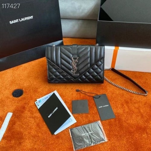 PORTFEL SAINT LAURENT Z MONOGRAMEM NA ŁAŃCUCHU Z MIESZANEJ WYtłoczonEJ SKÓRY GRAIN DE POUDRE 526286 CZARNY I SILouis VuittonER