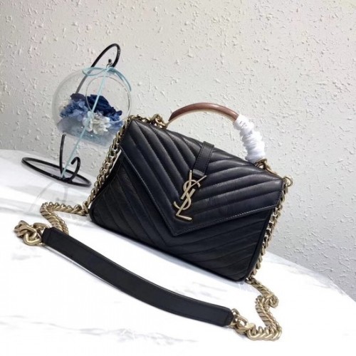 SAINT LAURENT Monogram College mała pikowana skórzana torba na ramię 5809 czarna
